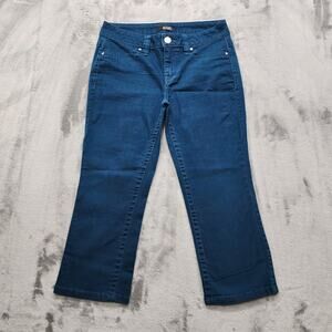Ana Jeans Womens 6P PETITE Blue Green Mid Rise Crop Capri Stretch Denim Casual